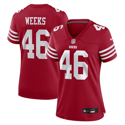 Maillot de match Nike Jon Weeks Scarlet des San Francisco 49ers pour femme
