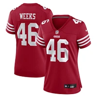 Maillot de match Nike Jon Weeks Scarlet des San Francisco 49ers pour femme