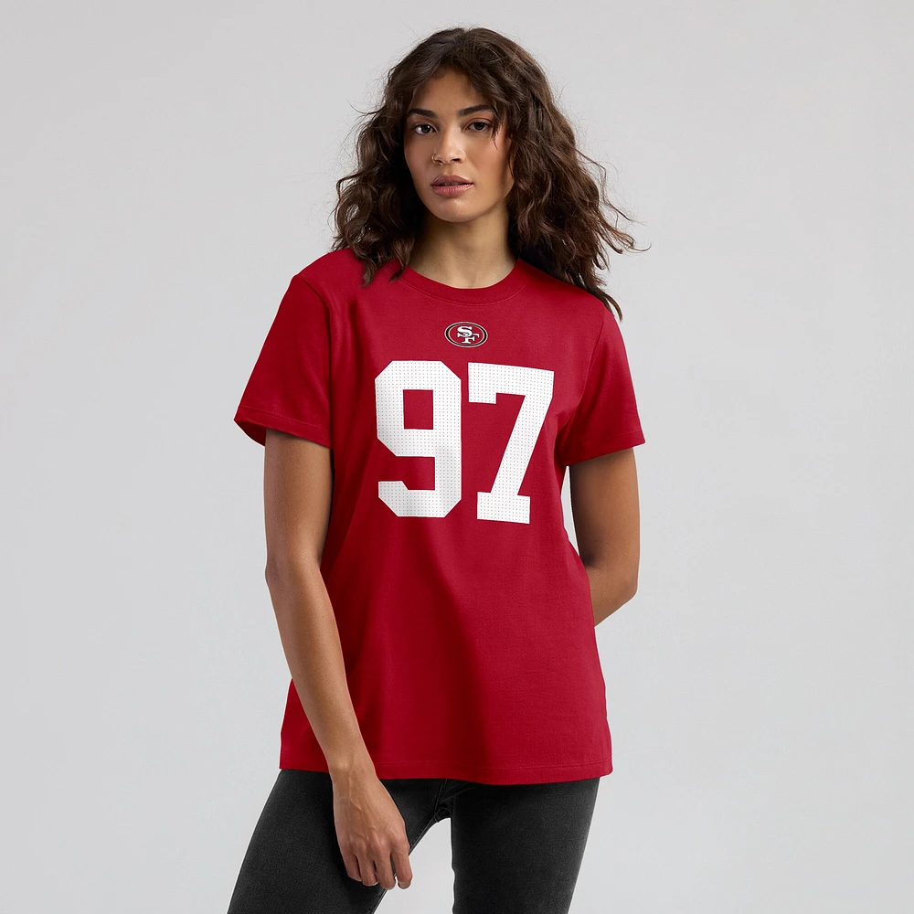 T-shirt avec nom et numéro de joueur Nike Nick Bosa Scarlet San Francisco 49ers pour femme