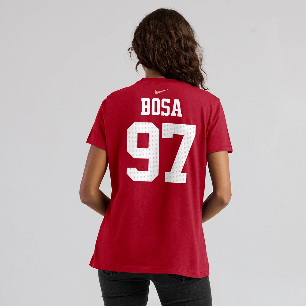 T-shirt avec nom et numéro de joueur Nike Nick Bosa Scarlet San Francisco 49ers pour femme