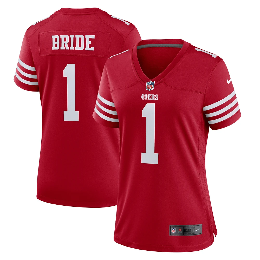 Maillot de match Nike numéro 1 Bride Scarlet des San Francisco 49ers pour femme