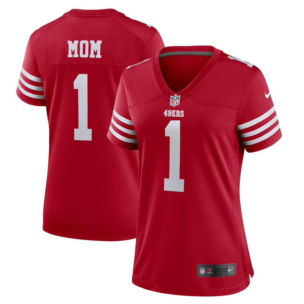 Maillot de match Nike numéro 1 Mom Scarlet des San Francisco 49ers pour femme