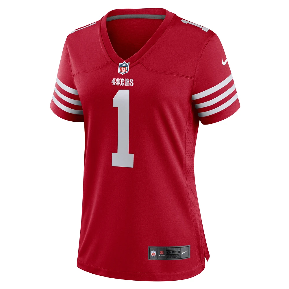 Maillot de match Nike numéro 1 Mom Scarlet des San Francisco 49ers pour femme