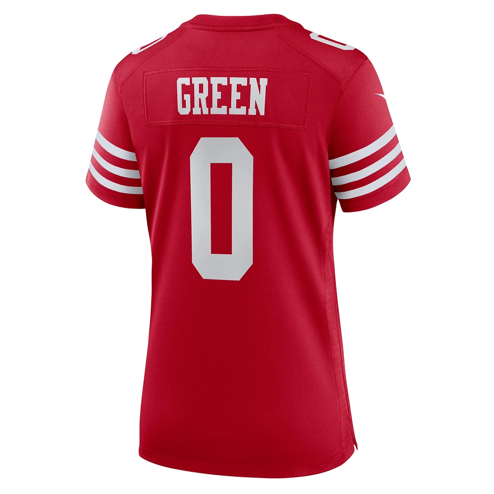 Maillot de match Nike Renardo Green Scarlet des San Francisco 49ers pour femme