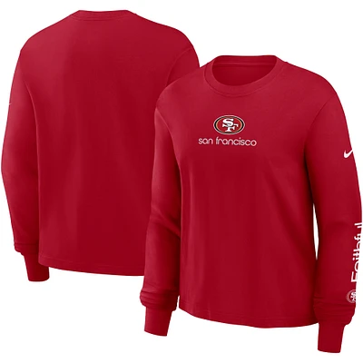 T-shirt Nike Scarlet San Francisco 49ers Boxy à manches longues pour femme