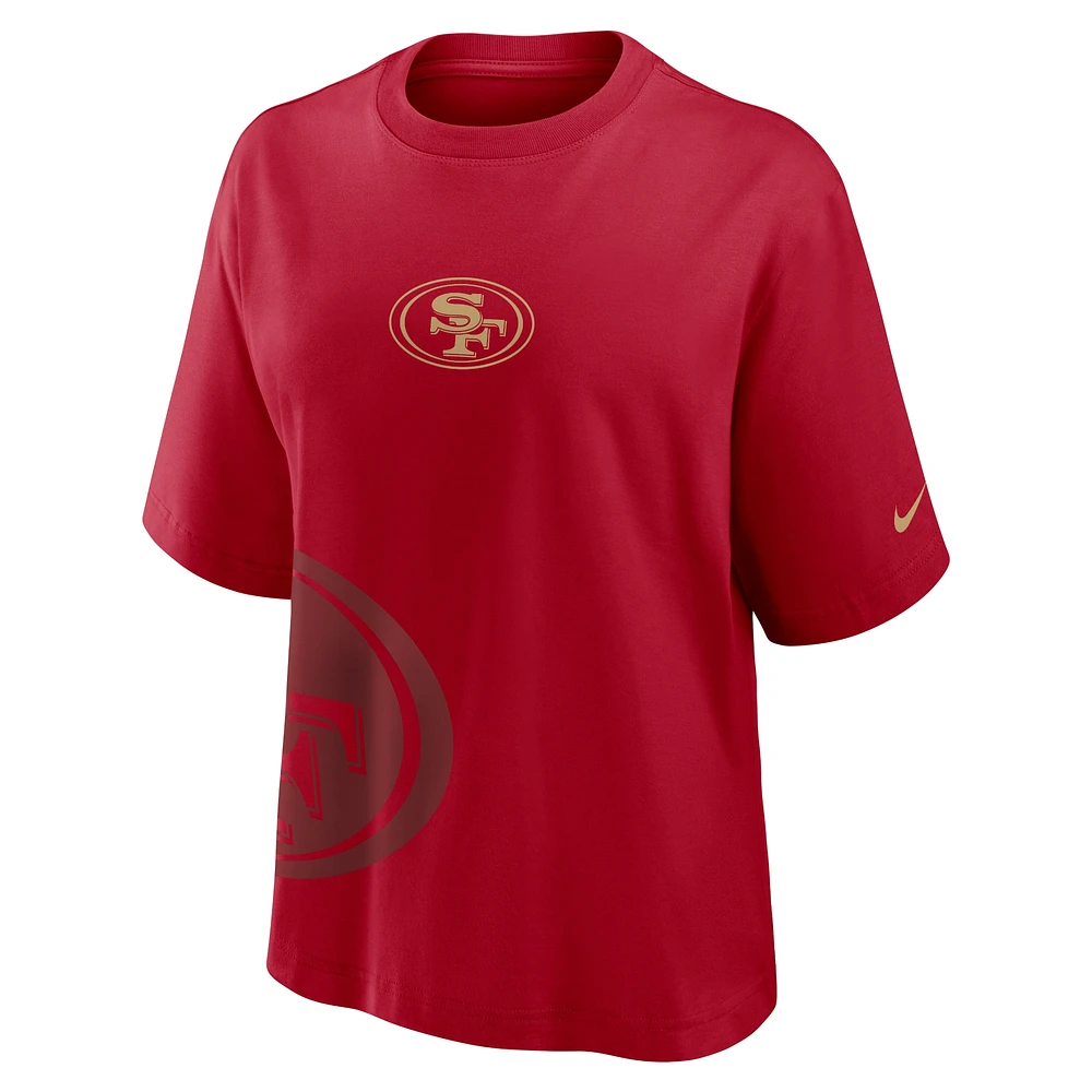 T-shirt Nike Scarlet Boxy pour femme des San Francisco 49ers