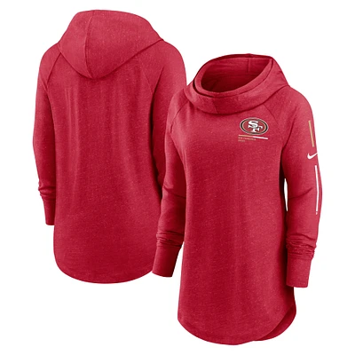 Sweat à capuche léger col cheminée raglan Nike Scarlet San Francisco 49ers Minimal Statement pour femme