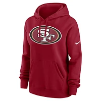 Women's Nike Scarlet San Francisco 49ers Team Logo Club Fleece Pullover Hoodie