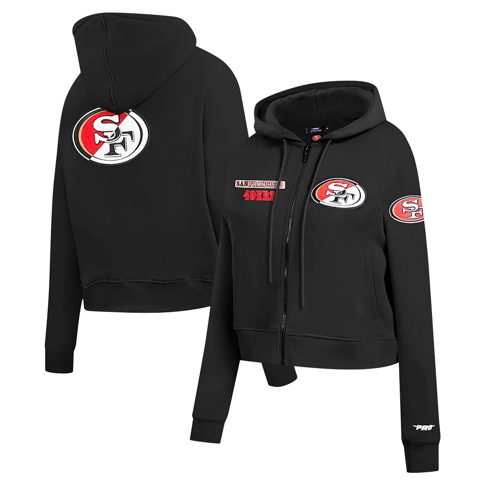 Women's Pro Standard Black San Francisco 49ers Split Logo Full-Zip Hoodie