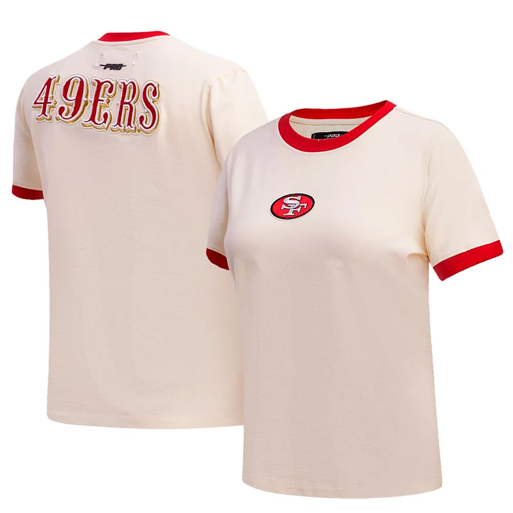 Women's Pro Standard Cream San Francisco 49ers Retro Classic Ringer T-Shirt