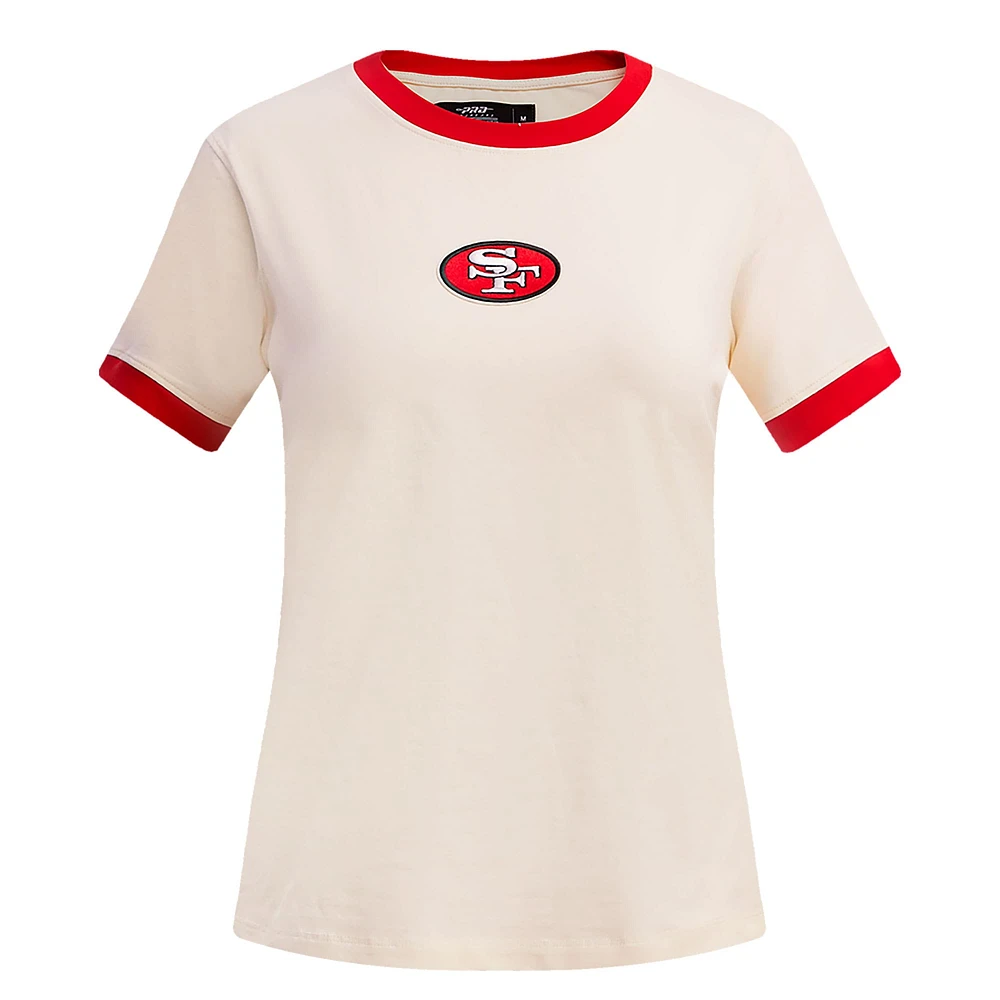 Women's Pro Standard Cream San Francisco 49ers Retro Classic Ringer T-Shirt