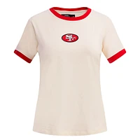 Women's Pro Standard Cream San Francisco 49ers Retro Classic Ringer T-Shirt