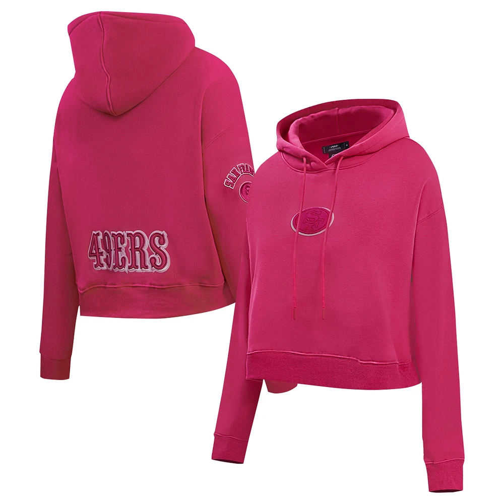 Women's Pro Standard Pink San Francisco 49ers Triple Cropped Fleece Pullover Hoodie