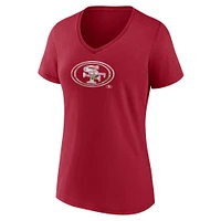 Women's Scarlet San Francisco 49ers Number 1 Mom Floral V-Neck T-Shirt