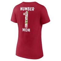 Women's Scarlet San Francisco 49ers Number 1 Mom Floral V-Neck T-Shirt