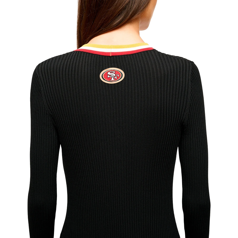 Robe pull boutonnée à col en V tricot Shoko noir pour femme STAUD San ​​Francisco 49ers