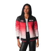 Women's The Wild Collective  Scarlet San Francisco 49ers Ombre Full-Zip Puffer Jacket