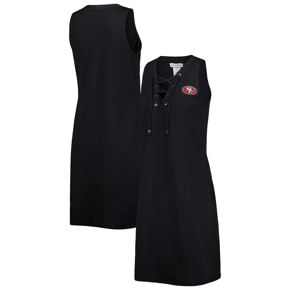 Robe à lacets Tommy Bahama noire pour femme San Francisco 49ers Island Cays