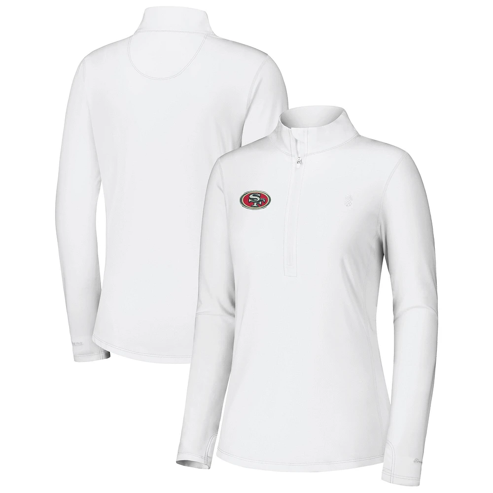 Women's Tommy Bahama White San Francisco 49ers Sport Playa Vista Quarter-Zip Jacket