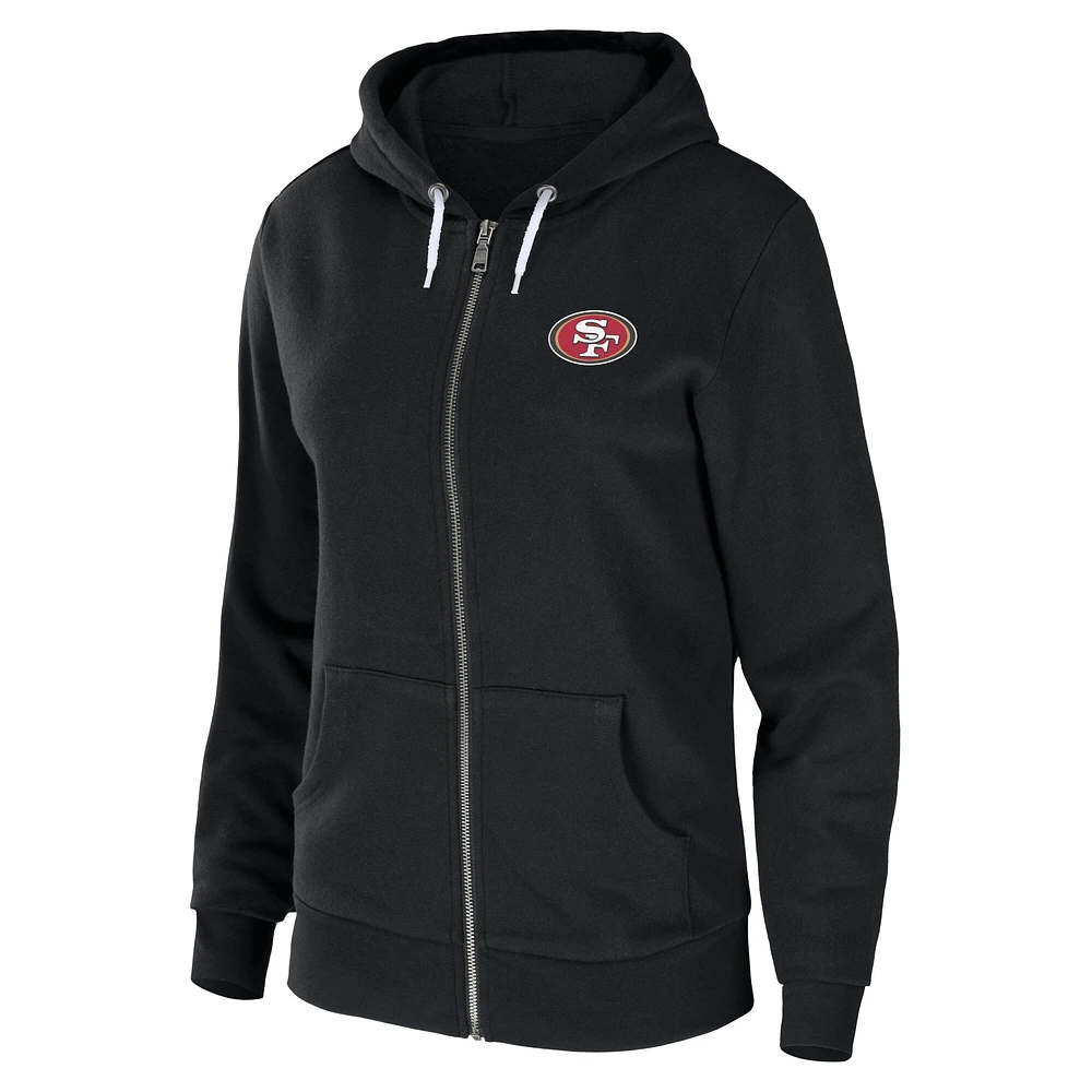 Sweat à capuche noir entièrement zippé en polaire éponge WEAR by Erin Andrews pour femmes des San Francisco 49ers