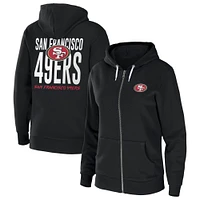 Sweat à capuche noir entièrement zippé en polaire éponge WEAR by Erin Andrews pour femmes des San Francisco 49ers