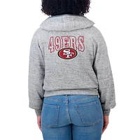 Women's WEAR by Erin Andrews  Heather Gray San Francisco 49ers Speckled Fleece Cropped Full-Zip Hoodie