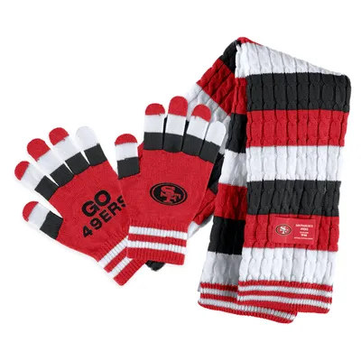 San Francisco 49ers WEAR by Erin Andrews Women's Striped Scarf & Gloves Set