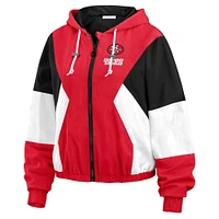 Women's WEAR by Erin Andrews Scarlet/Black San Francisco 49ers Color Block Full-Zip Windbreaker Jacket