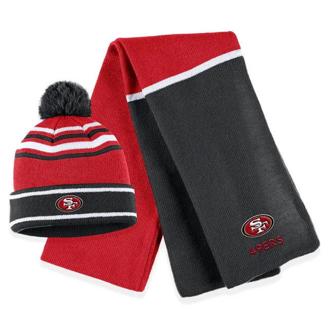Las Vegas Raiders WEAR by Erin Andrews Women's Colorblock Cuffed Knit Hat  with Pom and Scarf Set - Black