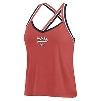 Women's WEAR by Erin Andrews Scarlet San Francisco 49ers Cross Strap Tri-Blend Tank Top