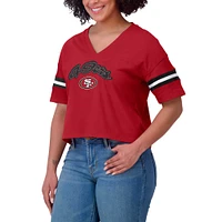 T-shirt à col en V blocs de couleurs pour femmes la collection WEAR by Erin Andrews Scarlet San Francisco 49ers, grande taille