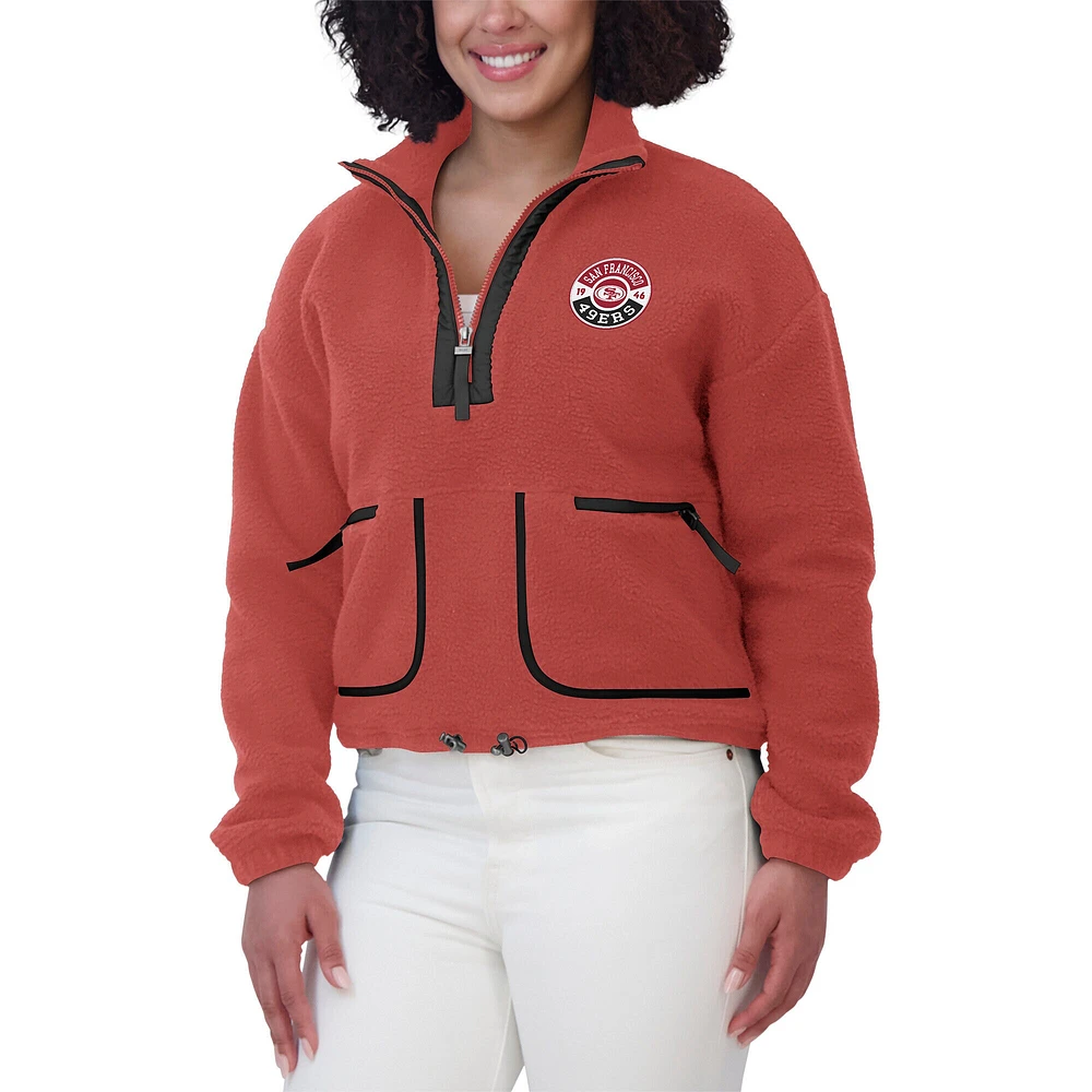 Women's WEAR by Erin Andrews Scarlet San Francisco 49ers Polar Fleece Half-Zip Jacket