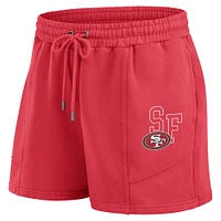 Ensemble de détente pour femme WEAR by Erin Andrews Scarlet San Francisco 49ers en polaire délavée avec t-shirt à manches longues et short