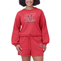 Ensemble de détente pour femme WEAR by Erin Andrews Scarlet San Francisco 49ers en polaire délavée avec t-shirt à manches longues et short