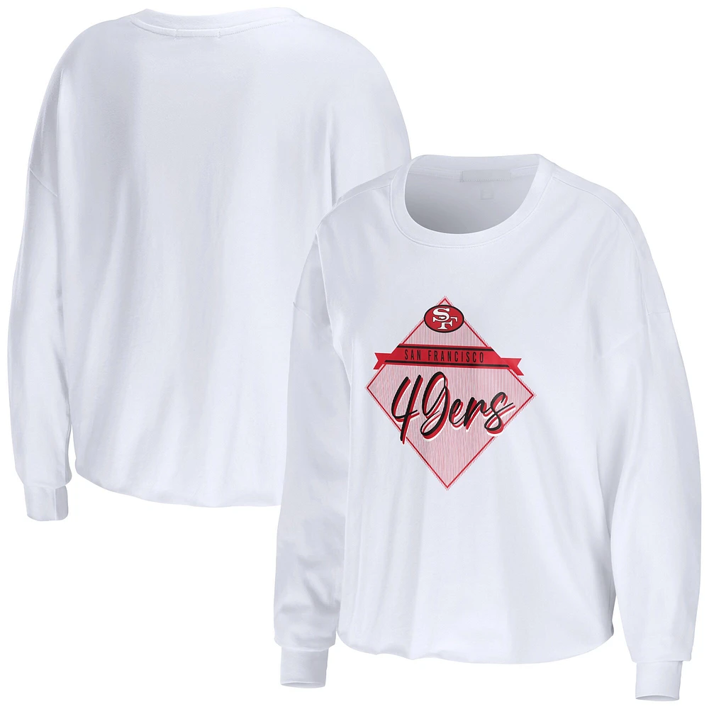 WEAR by Erin Andrews T-shirt court à manches longues blanc San Francisco 49ers pour femmes