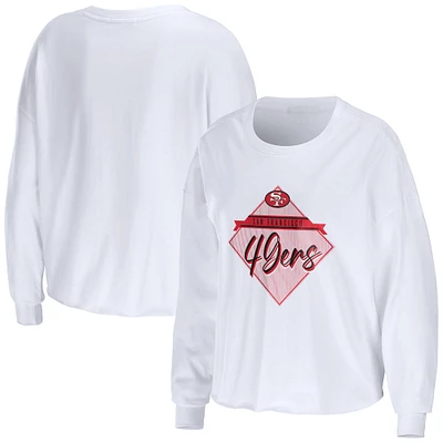 WEAR by Erin Andrews T-shirt court à manches longues blanc San Francisco 49ers pour femmes