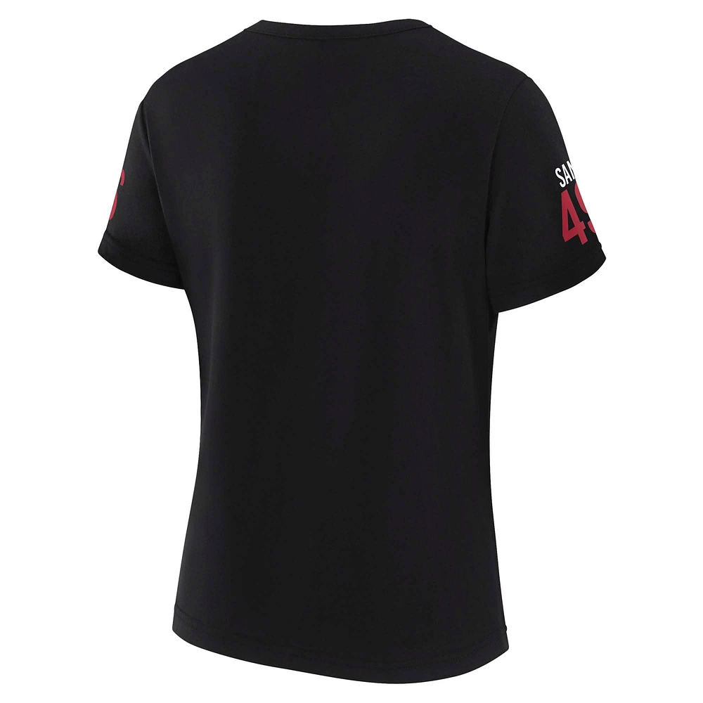 Women's WEAR by Erin Andrews x Gracie Hunt Black San Francisco 49ers Draft Me Lace-Up T-Shirt