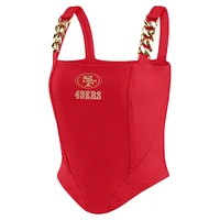 Women's WEAR by Erin Andrews x Gracie Hunt Scarlet San Francisco 49ers Chain Link Corset Top