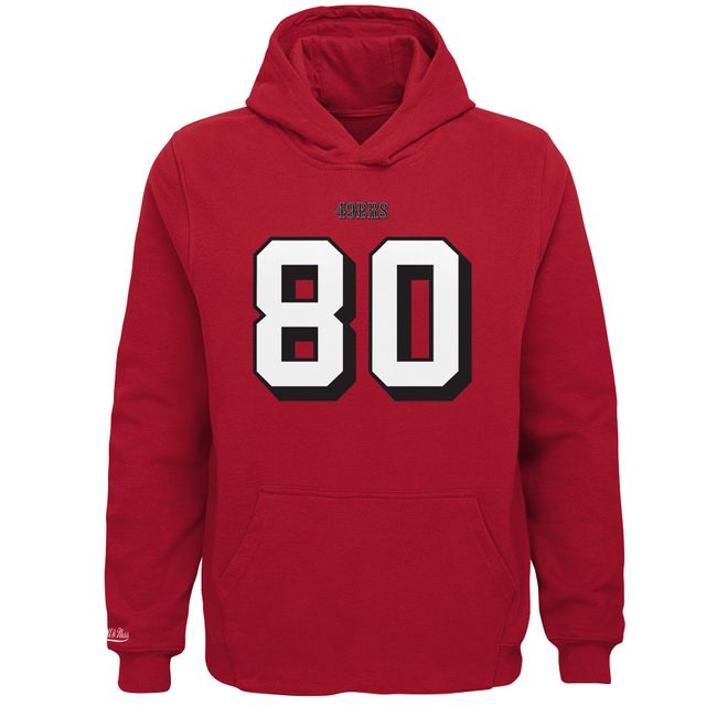 Mitchell & Ness Jerry Rice Scarlet San Francisco 49ers Nom et numéro du joueur retraité Sweat à capuche en polaire