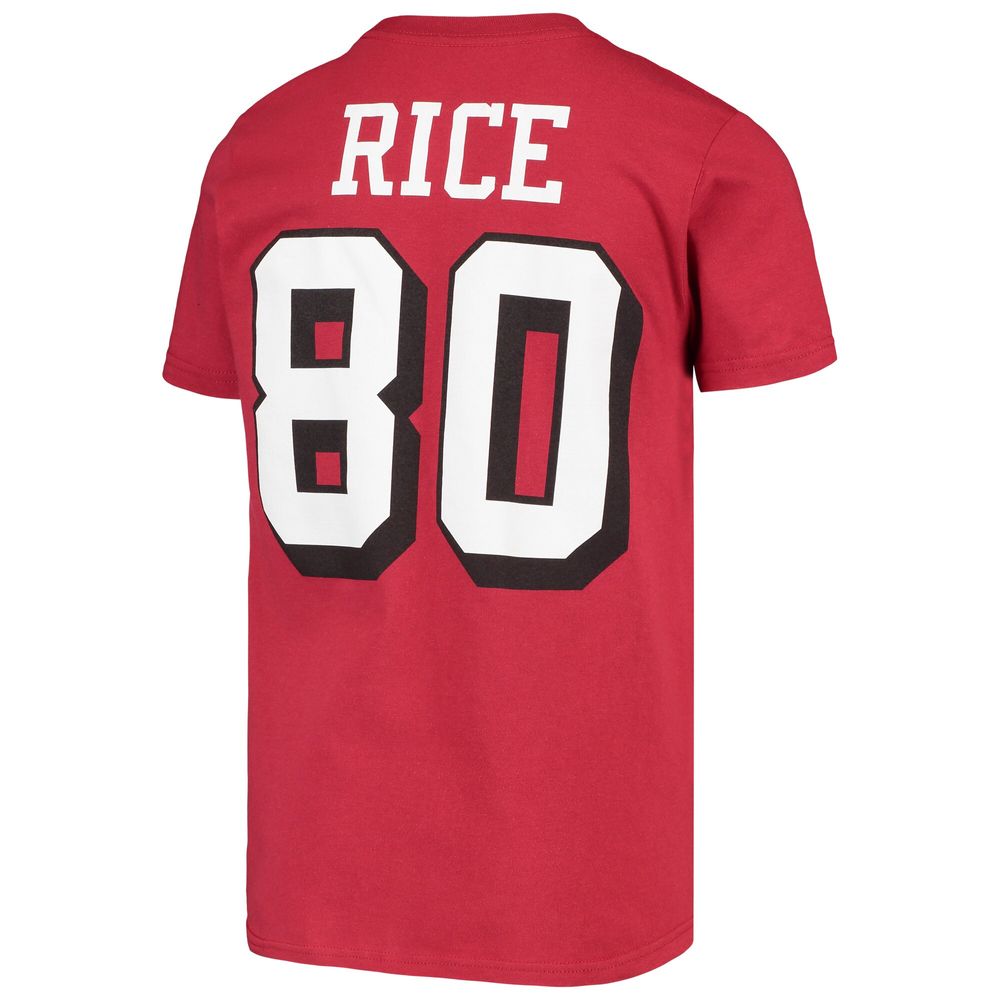 Youth Mitchell & Ness Jerry Rice Scarlet San Francisco 49ers Retired Retro Player Name Number T-Shirt