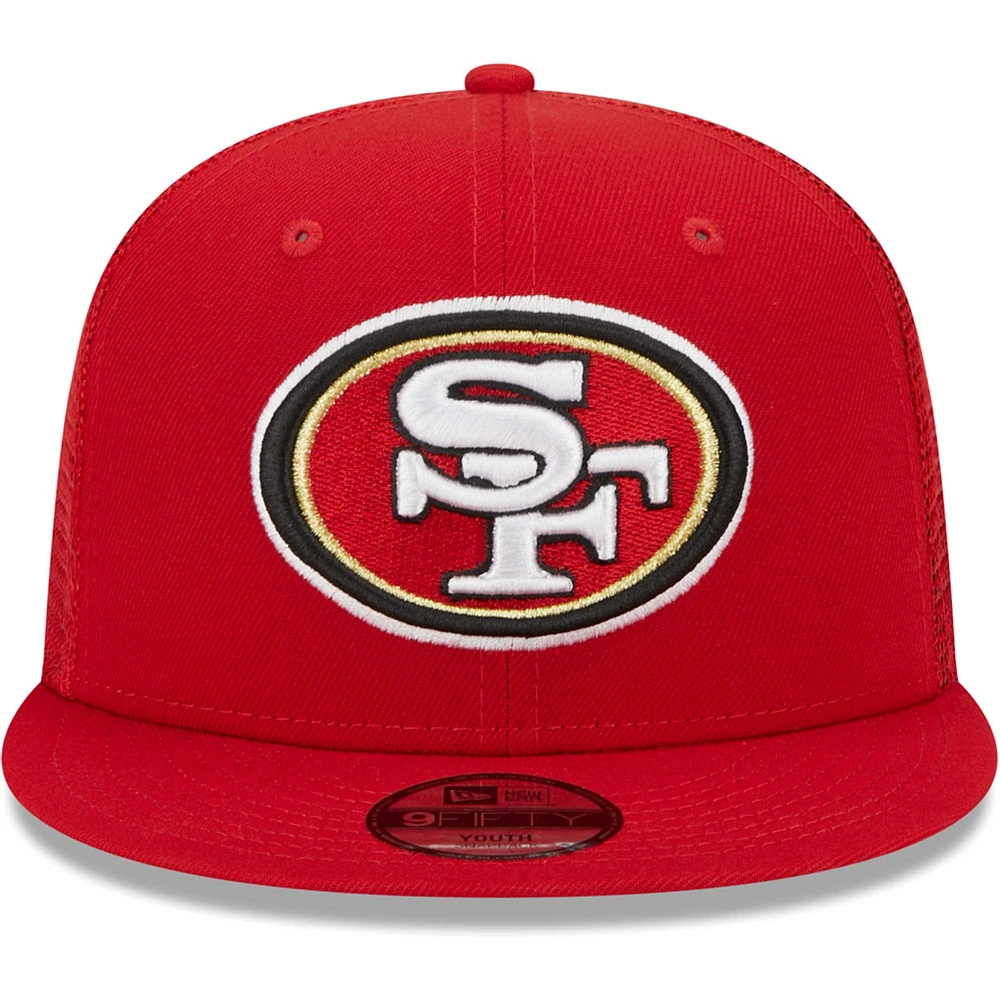 Youth New Era Scarlet San Francisco 49ers  Main Trucker 9FIFTY Snapback Hat