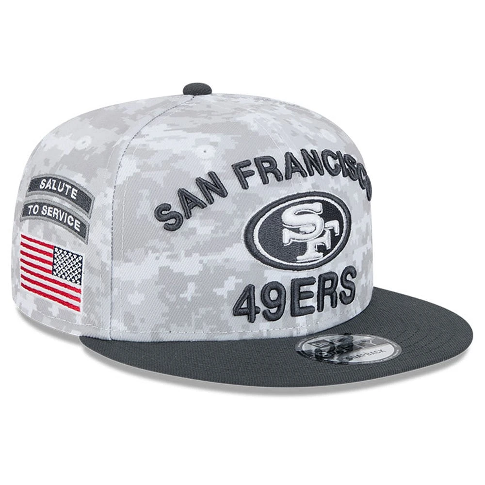 Youth New Era White/Graphite San Francisco 49ers 2024 Salute To Service 9FIFTY Snapback Hat