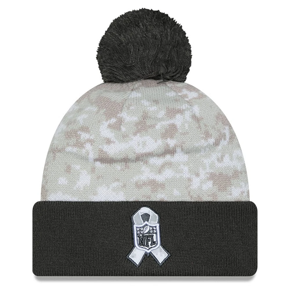 Bonnet tricoté à revers et pompon San Francisco 49ers 2024 Salute To Service New Era blanc/graphite pour jeune