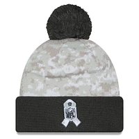 Youth New Era White/Graphite San Francisco 49ers 2024 Salute To Service Cuffed Pom Knit Hat