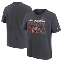 T-shirt Nike Anthracite San Francisco 49ers 2023 NFC Champions Locker Room Trophy Collection pour jeunes