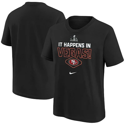 Youth Nike  Black San Francisco 49ers Super Bowl LVIII Team Logo Lockup T-Shirt