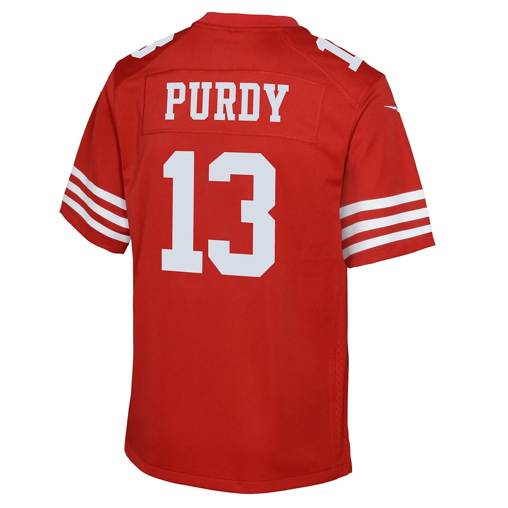 Maillot de match Nike Brock Purdy Scarlet pour jeunes des 49ers San Francisco