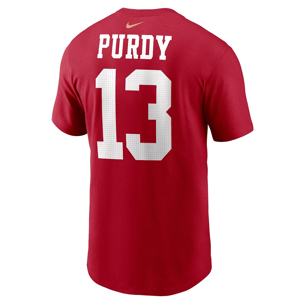 T-shirt avec nom et numéro de joueur Nike Brock Purdy Scarlet San Francisco 49ers pour jeunes