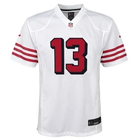 Maillot de jeu d'équipe Nike Brock Purdy blanc des San Francisco 49ers pour jeunes