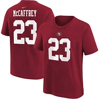 T-shirt avec nom et numéro du joueur Nike Christian McCaffrey Scarlet San Francisco 49ers pour jeune